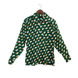 True Vintage 1970s Green Oval Print Shirt Disco Men’s Size M